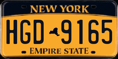 NY license plate HGD9165