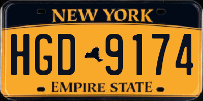 NY license plate HGD9174