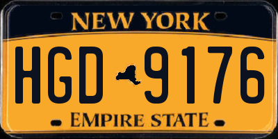 NY license plate HGD9176