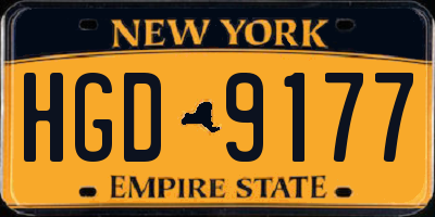 NY license plate HGD9177