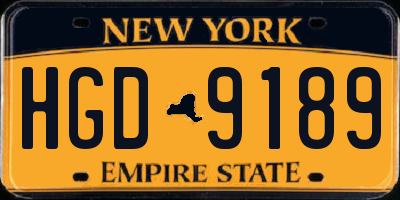 NY license plate HGD9189
