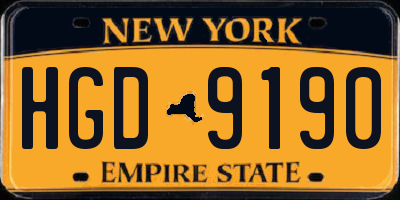 NY license plate HGD9190