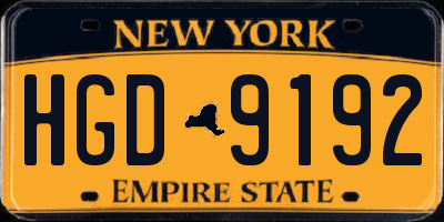NY license plate HGD9192