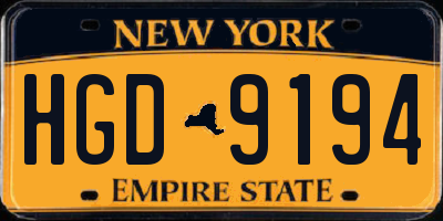 NY license plate HGD9194