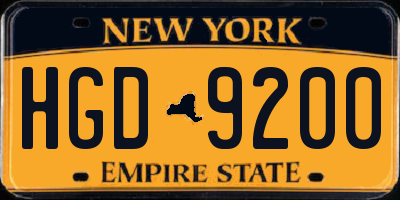 NY license plate HGD9200