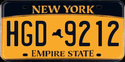 NY license plate HGD9212