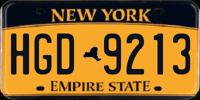 NY license plate HGD9213