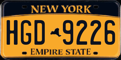 NY license plate HGD9226