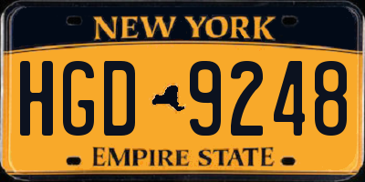 NY license plate HGD9248