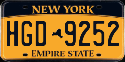 NY license plate HGD9252