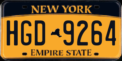 NY license plate HGD9264