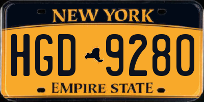 NY license plate HGD9280
