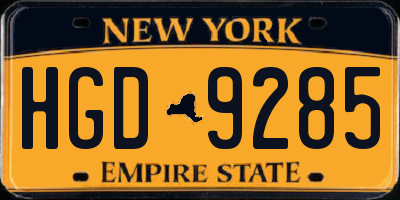 NY license plate HGD9285