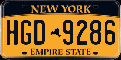 NY license plate HGD9286