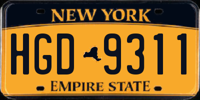 NY license plate HGD9311