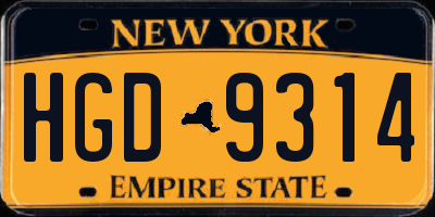 NY license plate HGD9314