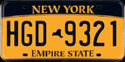 NY license plate HGD9321