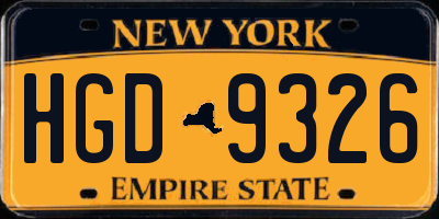 NY license plate HGD9326