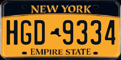 NY license plate HGD9334