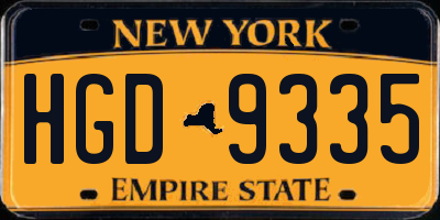 NY license plate HGD9335