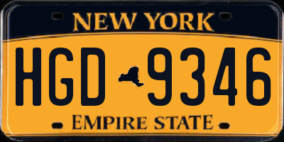 NY license plate HGD9346
