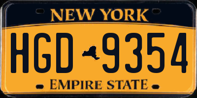 NY license plate HGD9354
