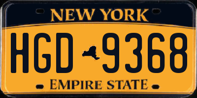 NY license plate HGD9368