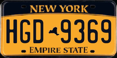 NY license plate HGD9369