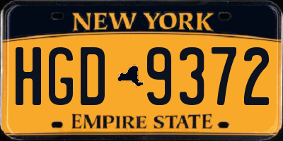 NY license plate HGD9372