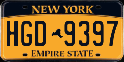 NY license plate HGD9397