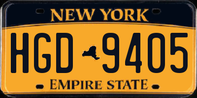 NY license plate HGD9405