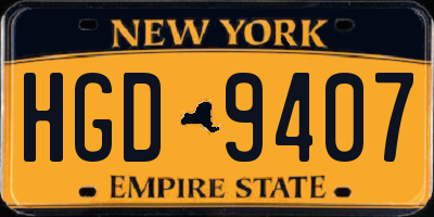 NY license plate HGD9407