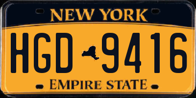 NY license plate HGD9416