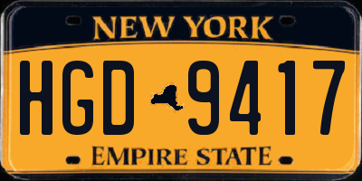 NY license plate HGD9417