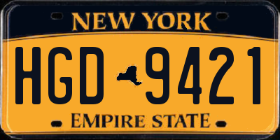 NY license plate HGD9421