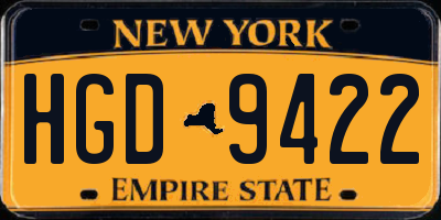 NY license plate HGD9422