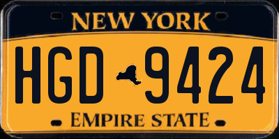 NY license plate HGD9424