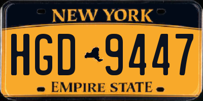 NY license plate HGD9447