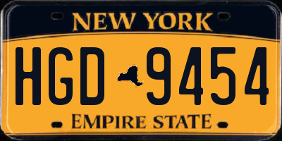 NY license plate HGD9454