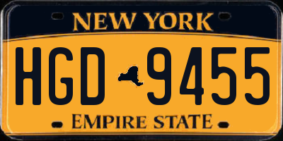 NY license plate HGD9455