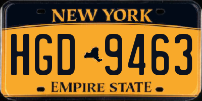 NY license plate HGD9463