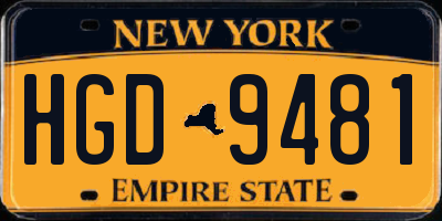 NY license plate HGD9481
