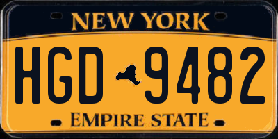 NY license plate HGD9482