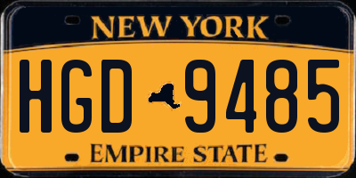 NY license plate HGD9485