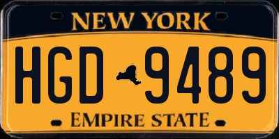 NY license plate HGD9489