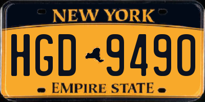 NY license plate HGD9490