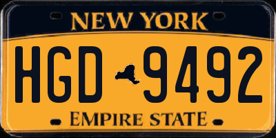 NY license plate HGD9492
