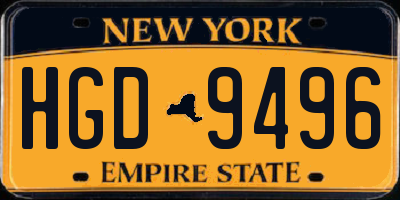 NY license plate HGD9496