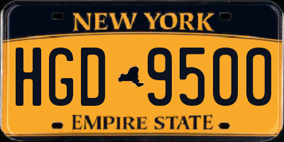 NY license plate HGD9500