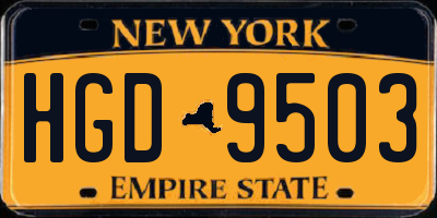 NY license plate HGD9503